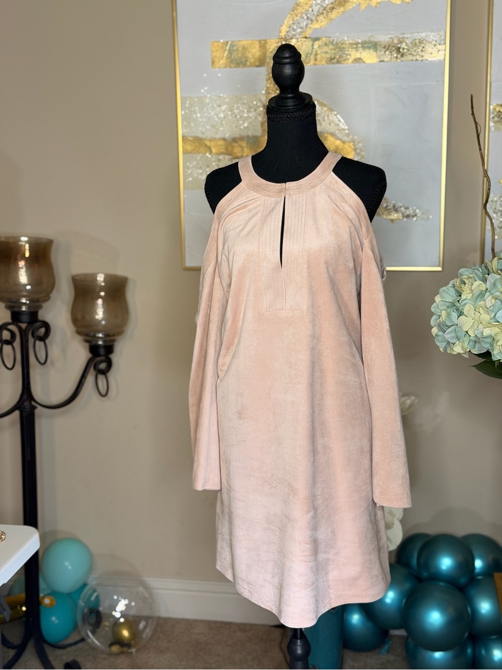BCBG Blush Cold-Shoulder Mini Dress